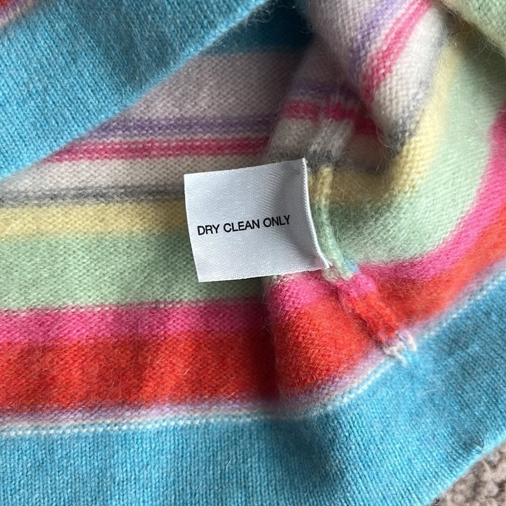 White + Warren Multicolor Striped Button Up Cashmere Sweater Cardigan - Picture 5 of 7
